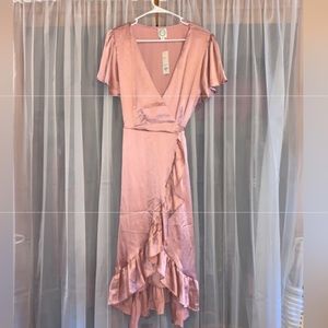 Francesca’s mock wrap dress blush
